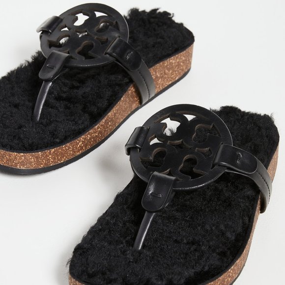 Tory Burch Miller Cloud Shearling Sandals - Picture 3 of 14